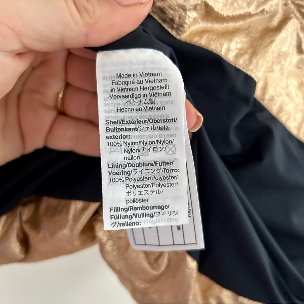 J. Crew Rose Gold Metallic Puffer Coat with Quilted Mock Neck - Picture 6 of 7